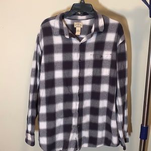 Mens XL flannel shirt black and white tall